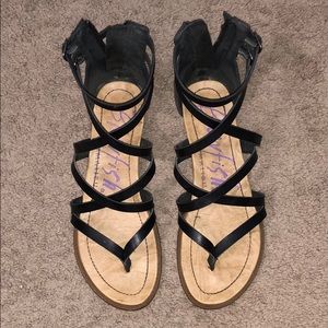 *SOLD* Black Gladiator Strappy Sandals Zipper